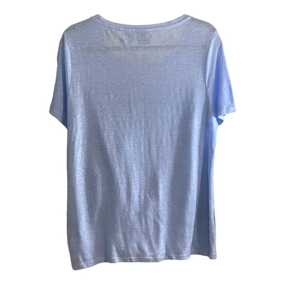 Rachel Roy Linen Tee Shirt Womens Short Sleeve Shirt Blue Large - Picture 4 of 7